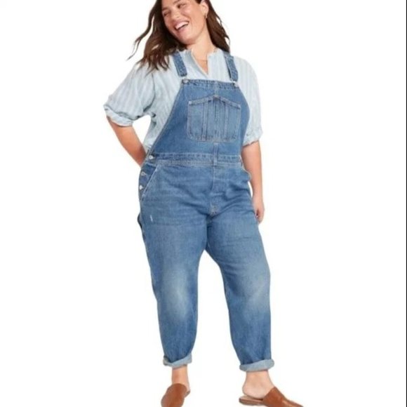 NEW Old Navy Slouchy Straight Jean Overalls 28 - Picture 3 of 15